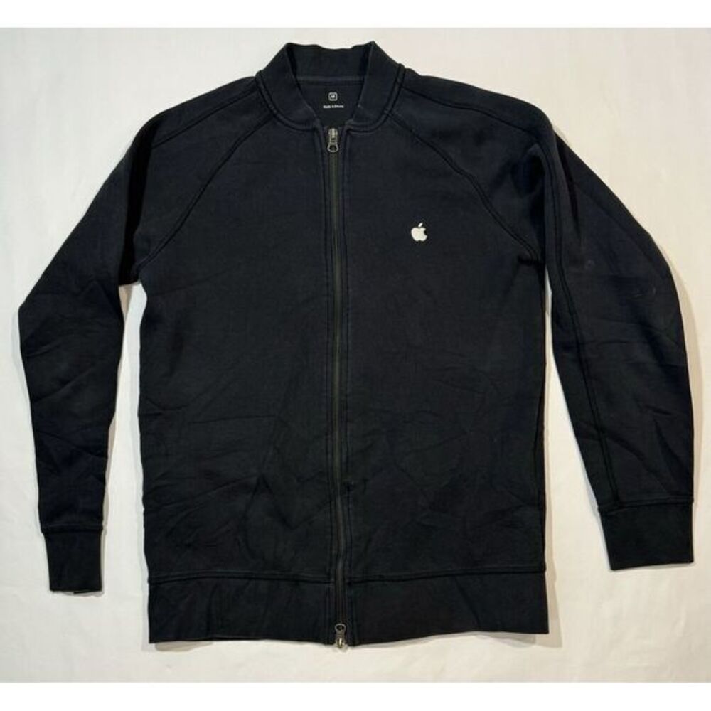 Apple Sweatshirt‎ Men's M Black Employee Full Zip Up Sweater Bomber Jacket D9